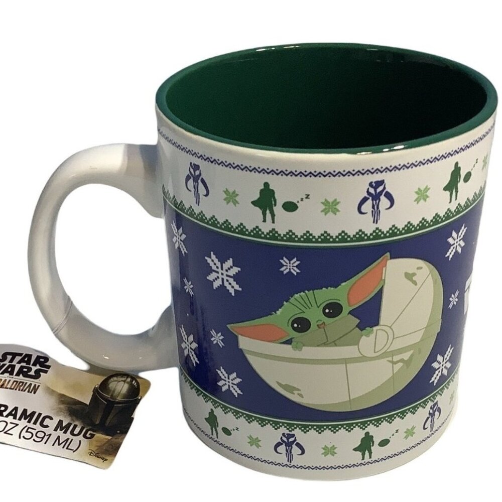 Disney Star Wars Mug Mandalorian Baby Yoda 20 oz Ceramic Coffee Cup Christmas - Picture 1 of 7